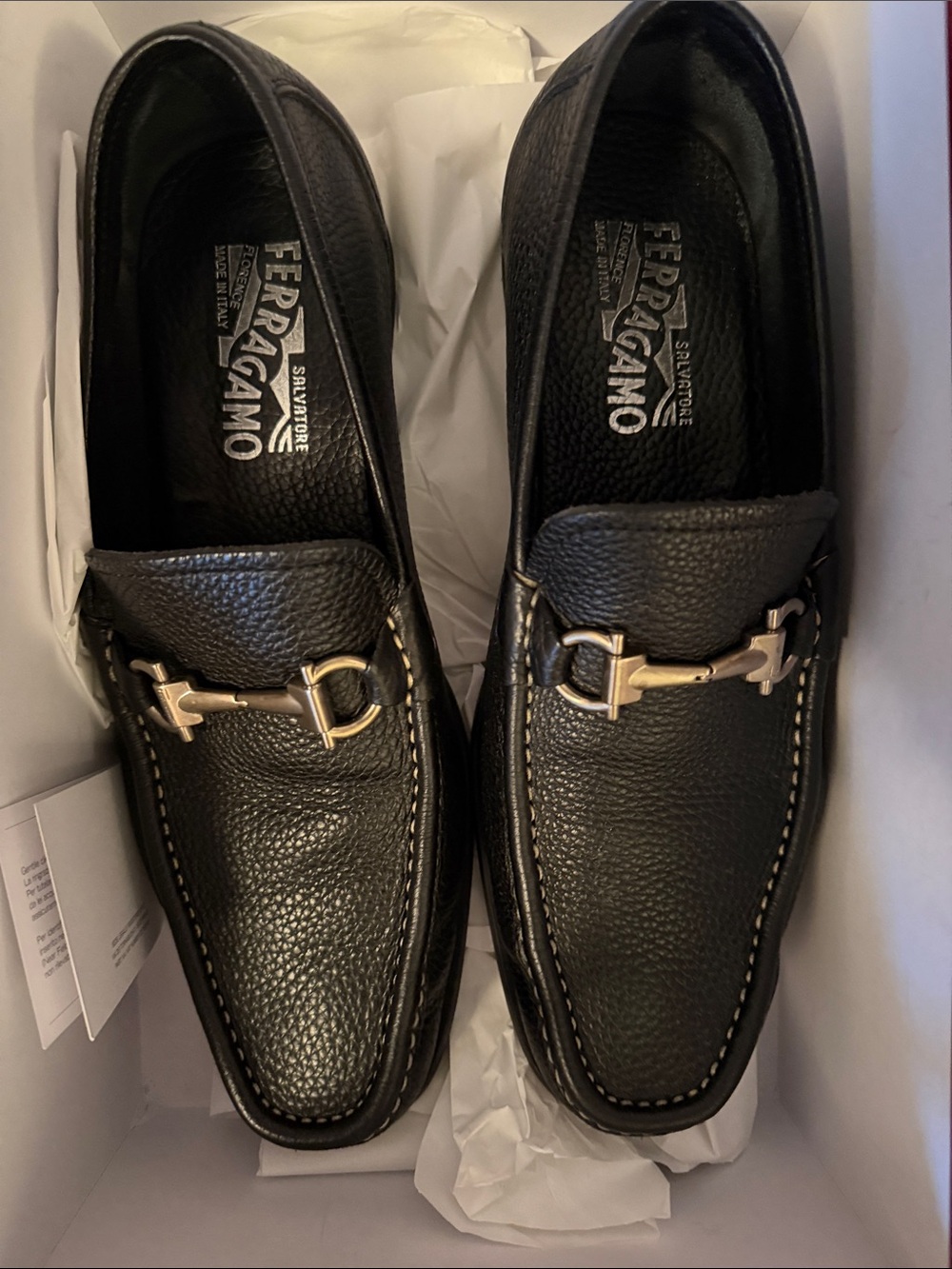 Salvatore Ferragamo Black Pebbled Leather Bit Loafers - Picture 6 of 8